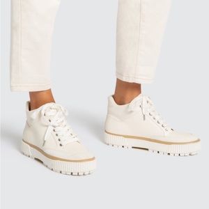 ISO Dolce Vita White Ribbed Rose
Round Toe Platform Leather Sneakers Size 8.5